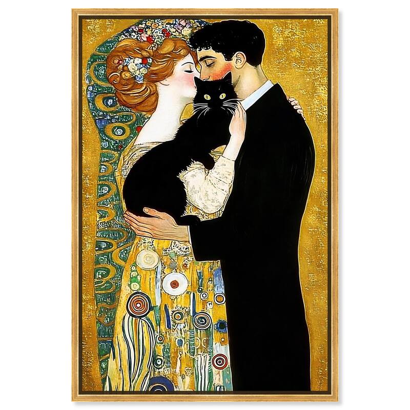 Kiss with Cat Canvas by Art Remedy - Gold - 16" x 24"