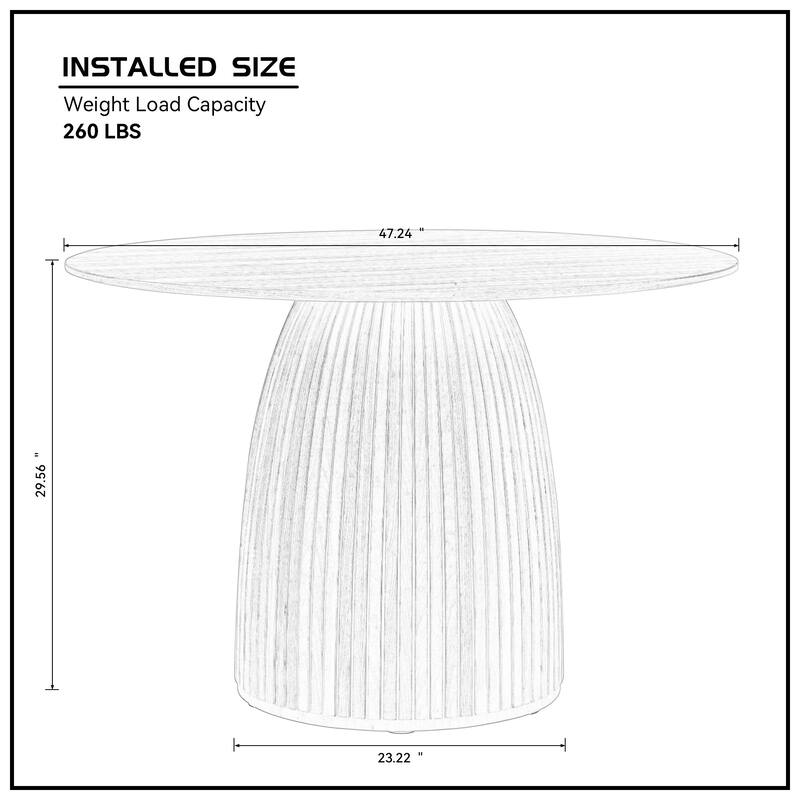 Round Dining Table Modern Wood Kitchen Table 47.24" Circular Tabletop for Leisure Coffee Table