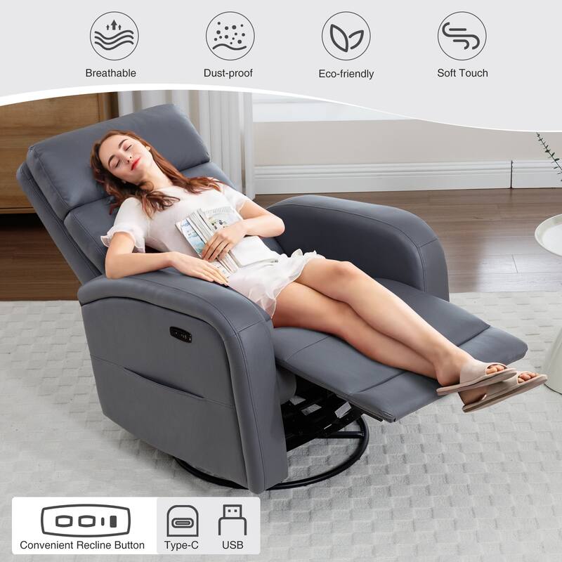 Aemeios Power Swivel Rocker Recliner with USB and Type C Port