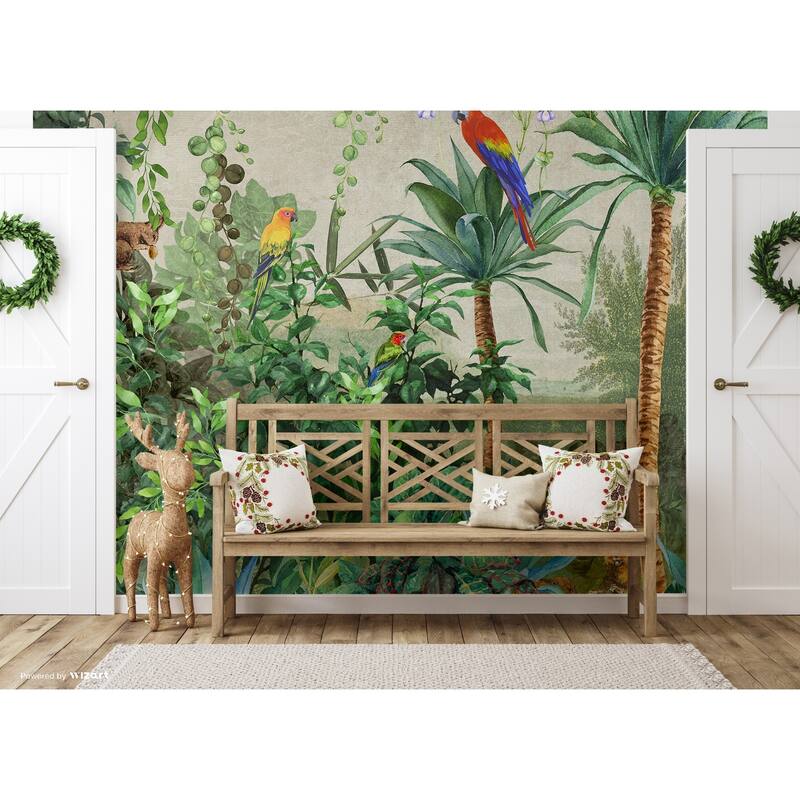 Enchanted Jungle Wallpaper Mural Tropical Birds and Foliage