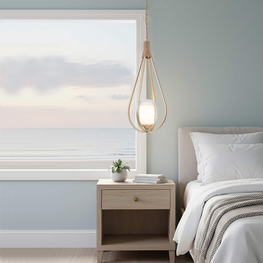 Dawana 1-Light Modern Pendant Light with Jute Accents - 27 in. Tall