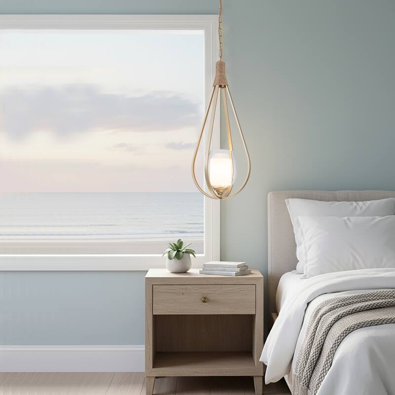 Dawana 1-Light Modern Pendant Light with Jute Accents - 27 in. Tall