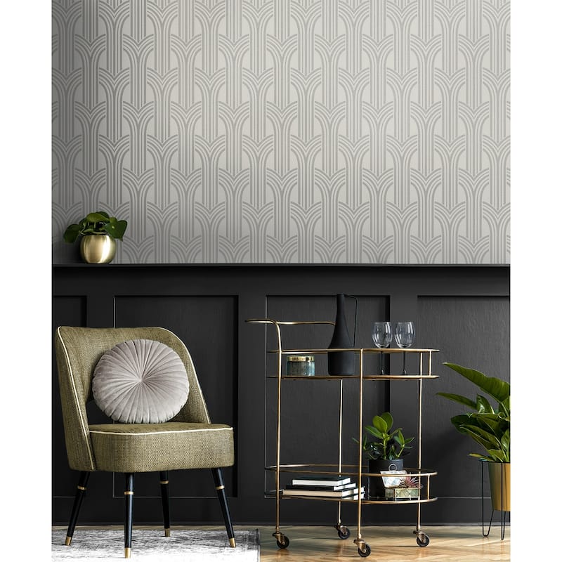 Seabrook Designs Diamond Stripe Glass Beaded Unpasted Wallpaper