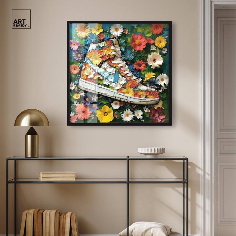 Painted in Floral Sneaker Shadowbox by Art Remedy