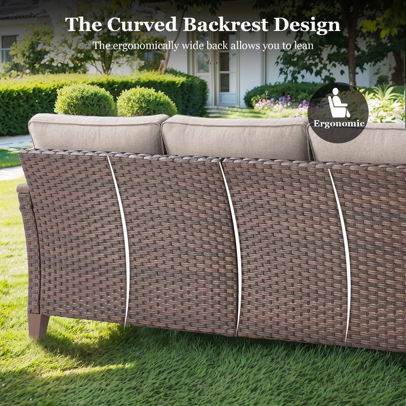Outdoor Wicker 3 Seater Sofa with Deep Seating
