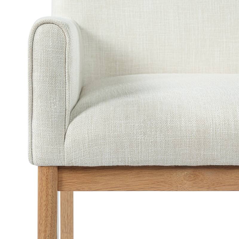 Christopher Knight Home - Elara Modern Upholstered Dining Arm Chair with Rubberwood Legs - Fabric Padded Seat