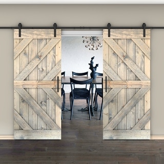 Barn Door With Solid Knotty Pine Paneled Wood and Hardware Kit(DIY ...