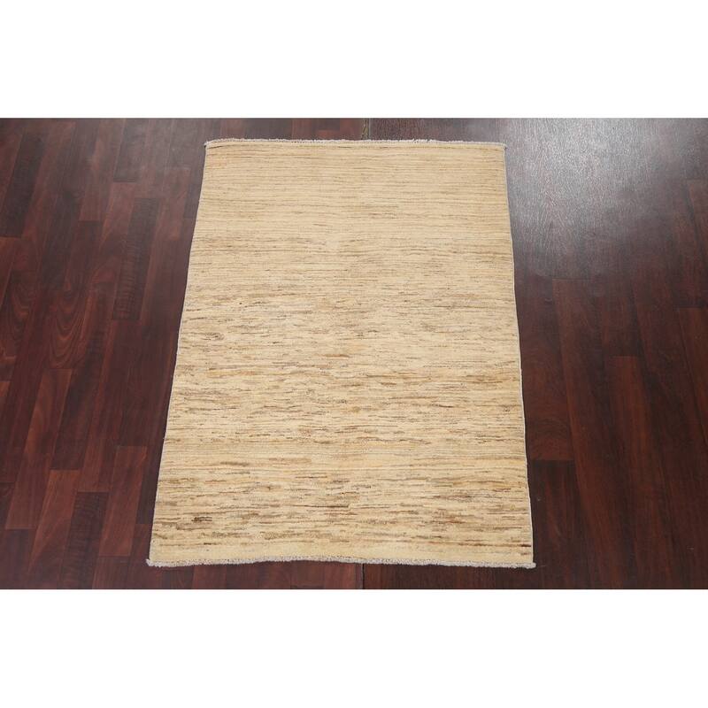 Wool Gabbeh Kashkoli Contemporary Area Rug Hand-knotted Foyer Carpet - 3'5" x 4'9"