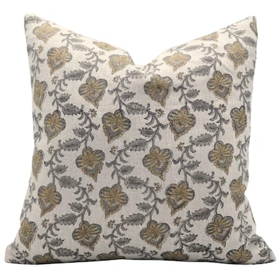 Fabdivine Throw Handmade Block Print Grey Decorative Handmade Cushion Cover Thick Linen for Living Room Accent, Madhubala