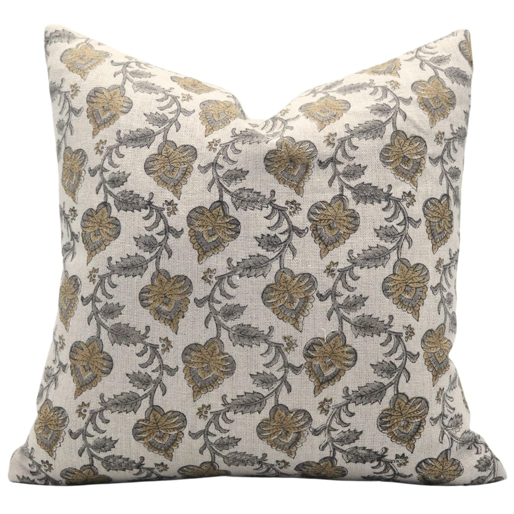 Fabdivine Throw Handmade Block Print Grey Decorative Handmade Cushion Cover Thick Linen for Living Room Accent, Madhubala