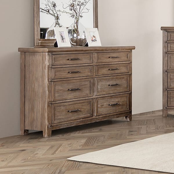 slide 2 of 5, Furniture of America Trove Brown Wood 8-Drawer Dresser Brown