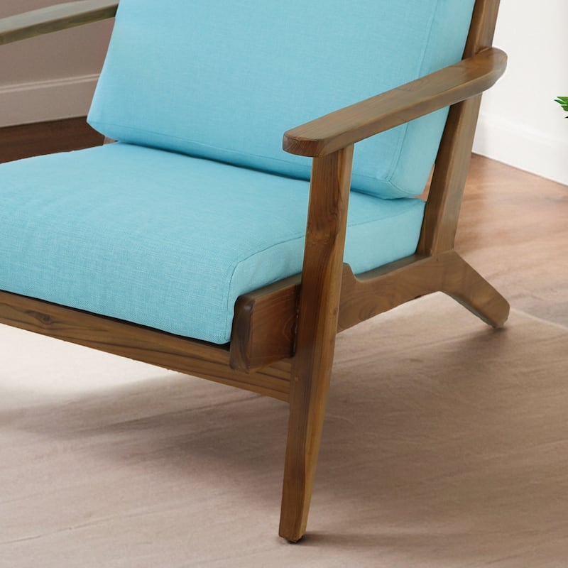Kymber Teak Wood Linen Lounge Chair