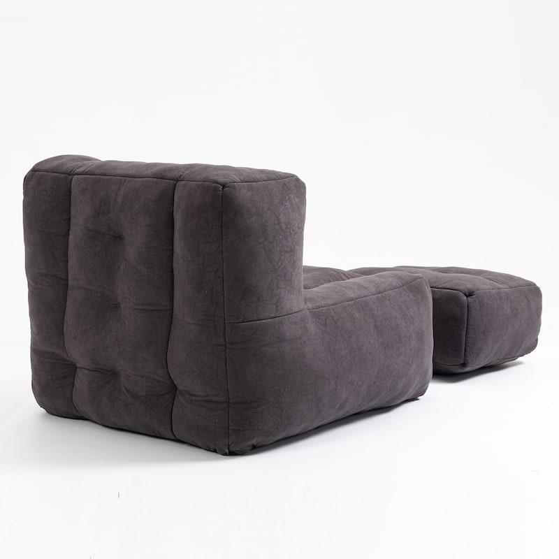 Modern 38.5" Velvet Upholstered Accent Chair with Memory Foam and Ottoman for Living Room