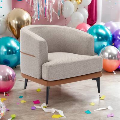 Elegant Accent Chair Barrel Fabric Chair, Upholstered Round Armchair