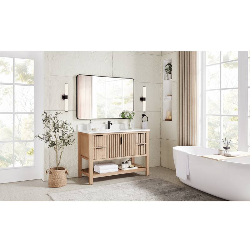 Tehran Bath Vanity with Composite Stone Top without Mirror