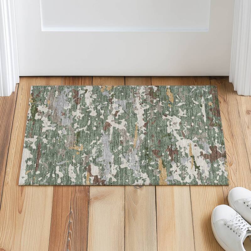 Machine Washable Indoor/ Outdoor Modern Calhan Chantille Rug