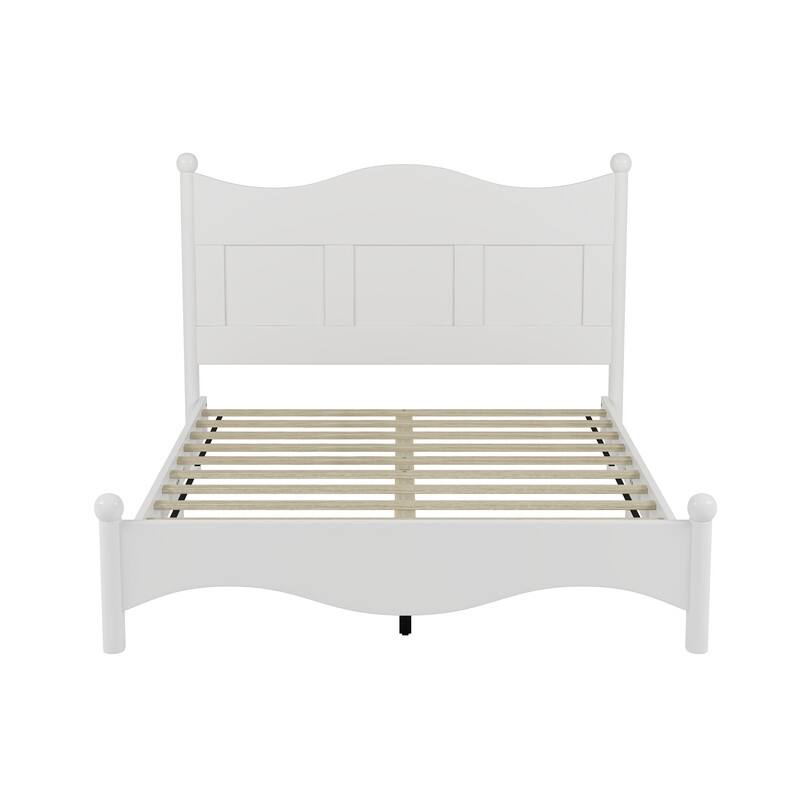 Elegant Queen Size Wood Platform Bed with Wooden Slat Support