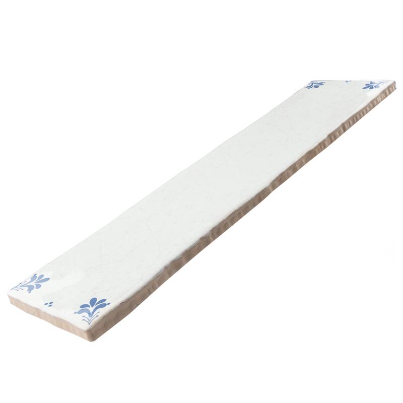 Merola Tile Crackle White Decor 2-7/8" x 11-7/8" Ceramic Wall Tile