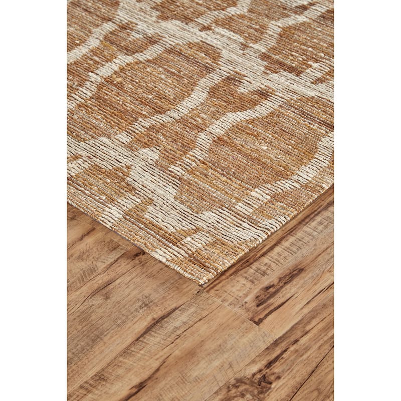LiLacombe Natural Jute Flat Dhurrie, Jade Green/Tan, Area Rug