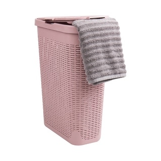 Mind Reader Basket Collection, Slim Laundry Hamper, 40 Liter (15kg/33lbs) Capacity, Cut Out Handles, Attached Hinged Lid