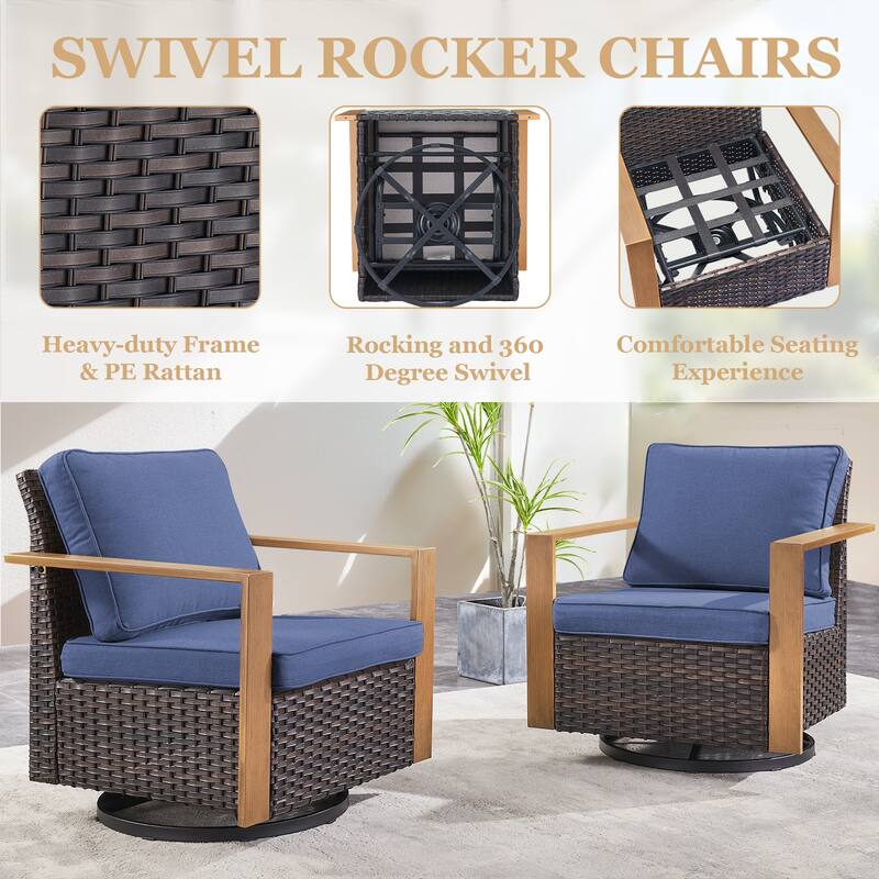 Gymojoy 7 Pieces Rattan Sofa,Gilder Chair, Patio Chair and Ottoman