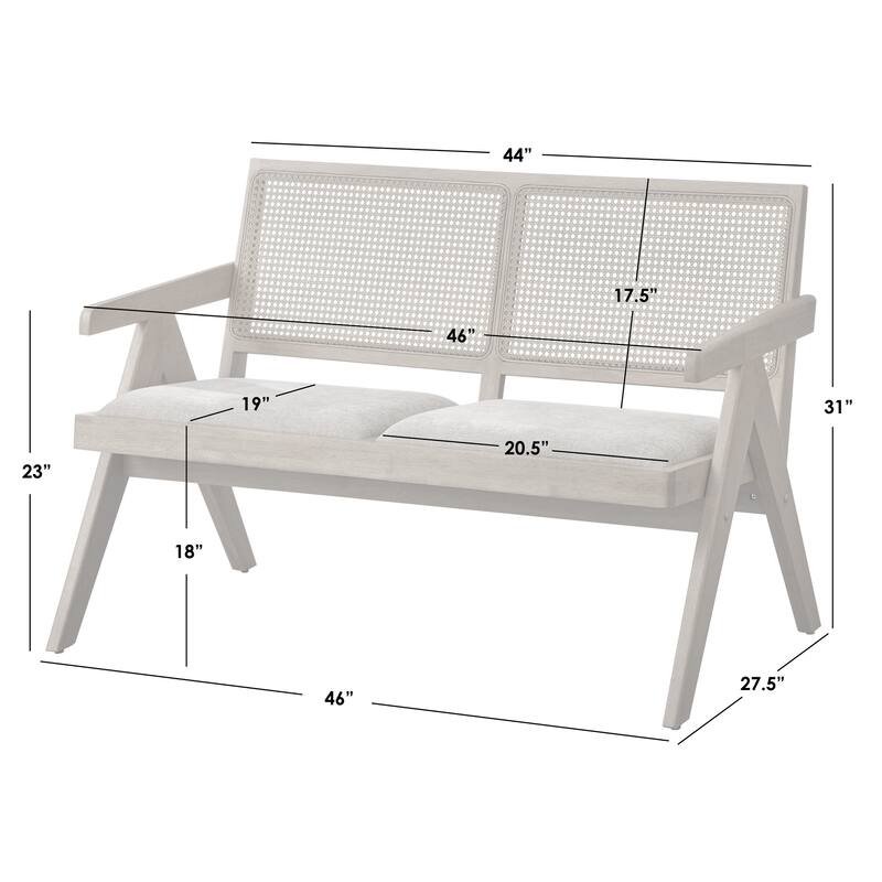 Lifestorey Baywood Solid Wood Dining Bench with Arms