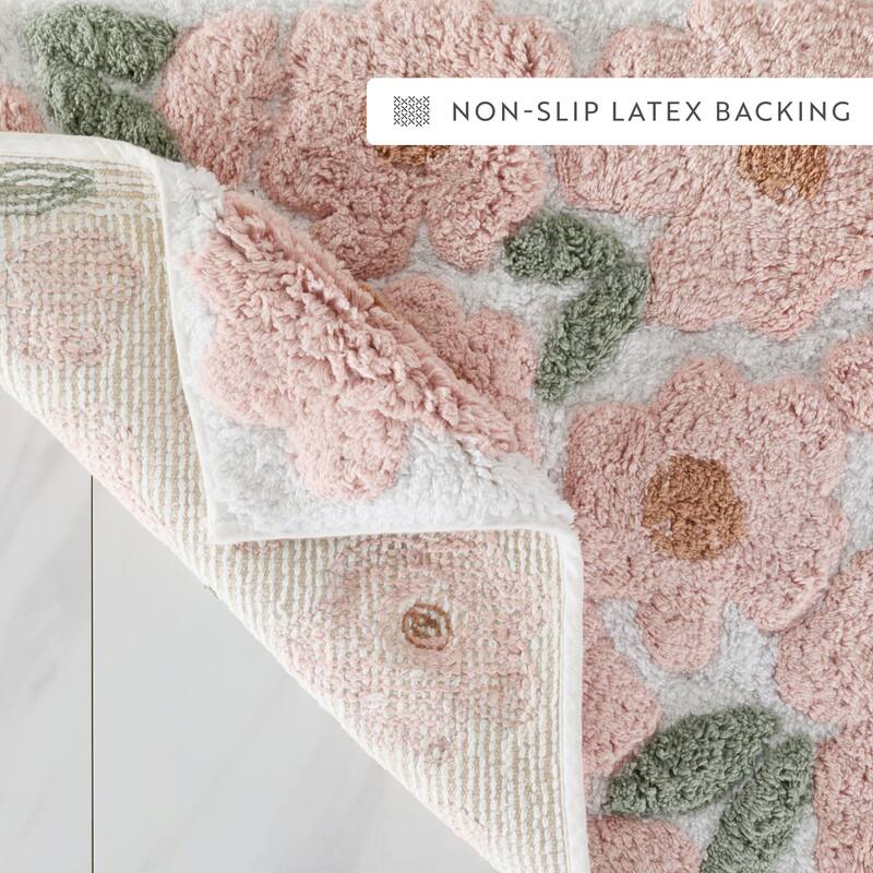 Becky Cameron 100% Cotton Floral Patterned Bath Mat