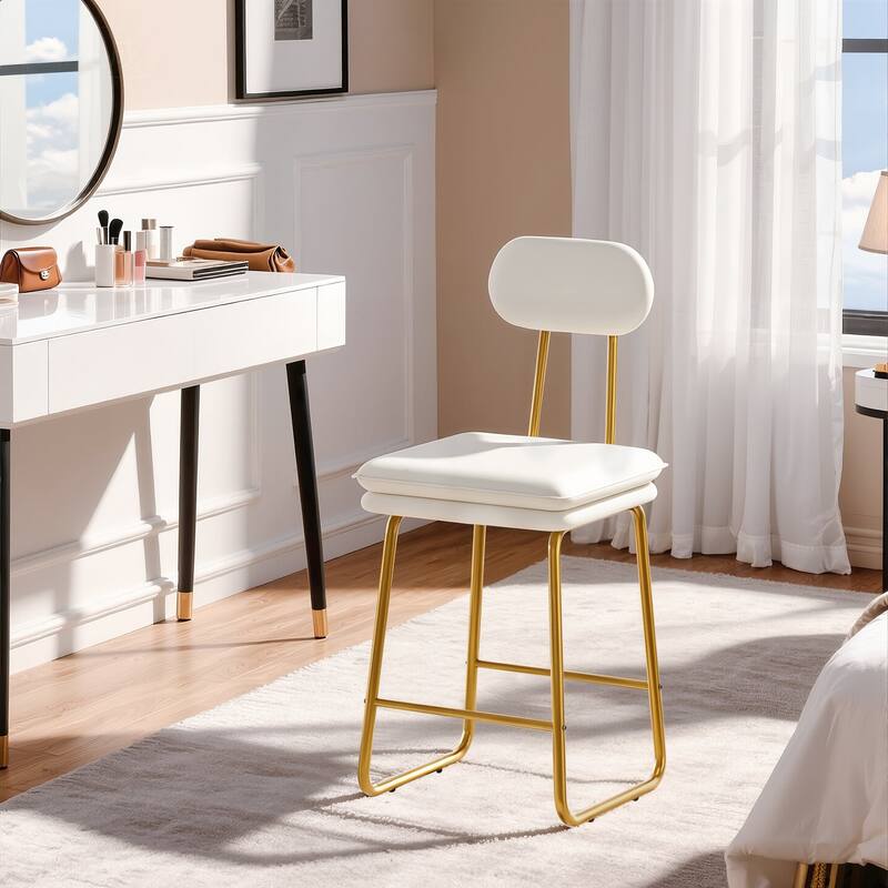 VECELO PU Leather Dining Chairs Set of 2/4/6 Modern Kitchen Island Stools with Backrest & Footrest Counter Height Bar Stools