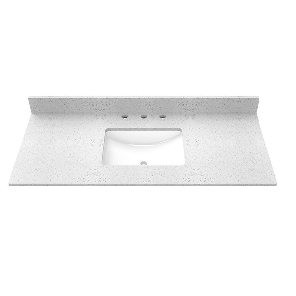 Winette 49 X 22 Engineer Marble Bathroom Vanity Top In Speckled White With White Rectangular 9887