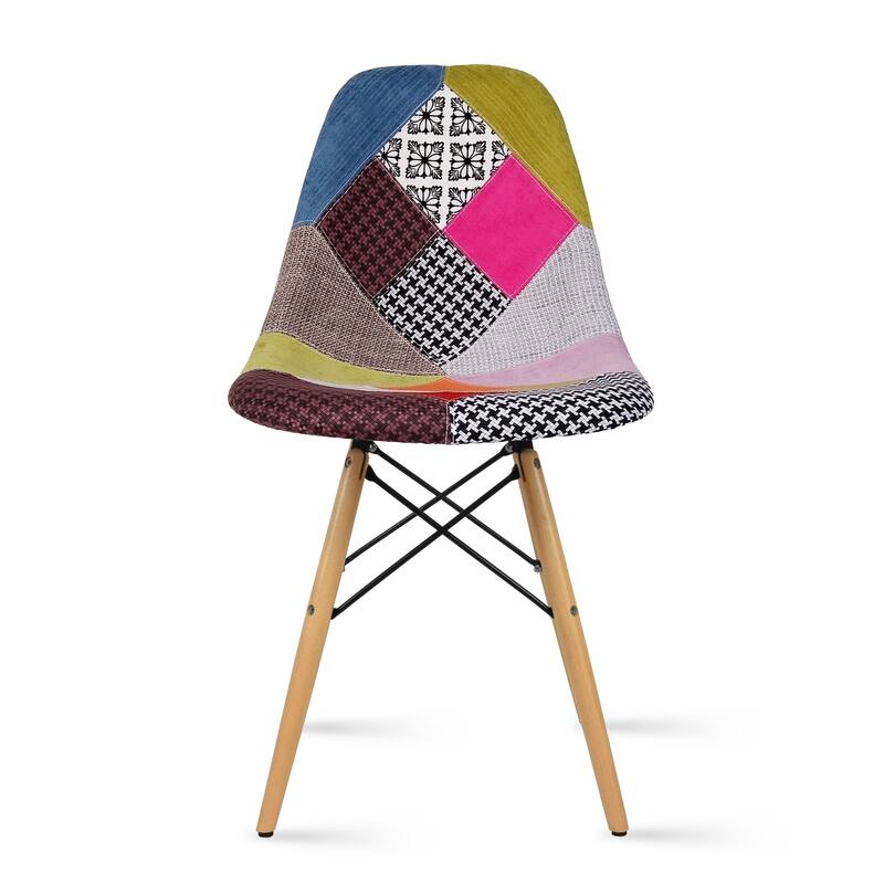 Designer Plastic Eiffel Chair Natural Wood Legs Retro Dining Armless With Back Desk Accent Living Room Side Dowel DSW - Ann