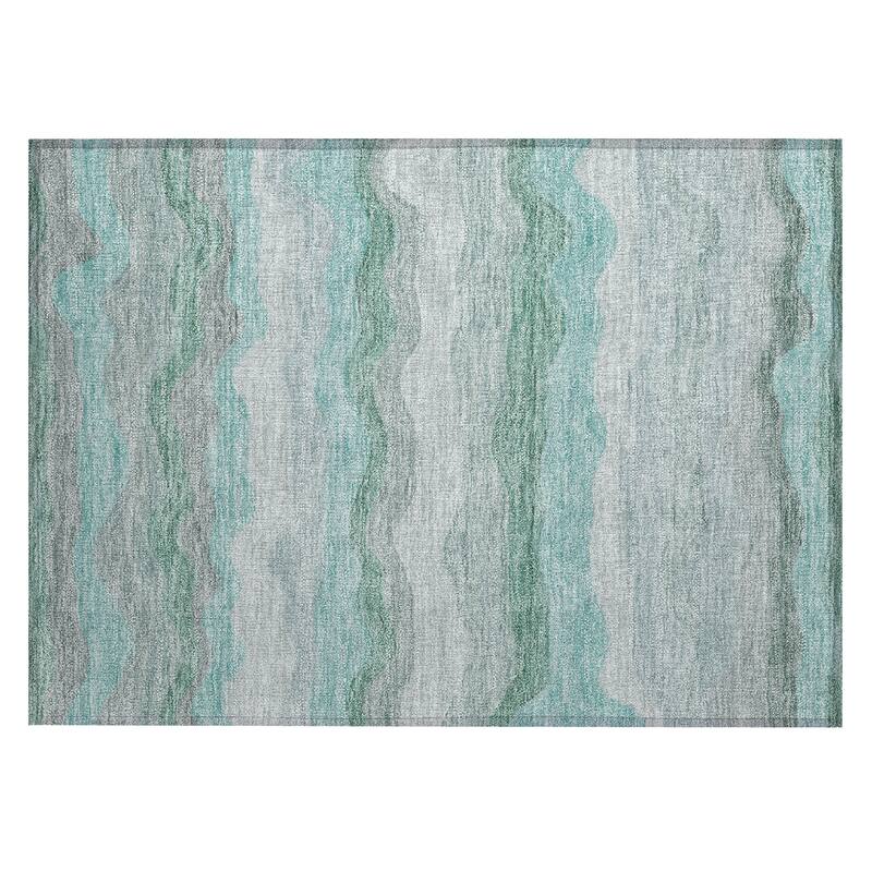Machine Washable Indoor/ Outdoor Ombre Stripes Chantille Rug