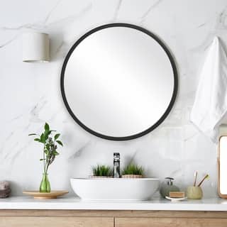 Copper Grove Matte Black Metal Round Wall Mirror