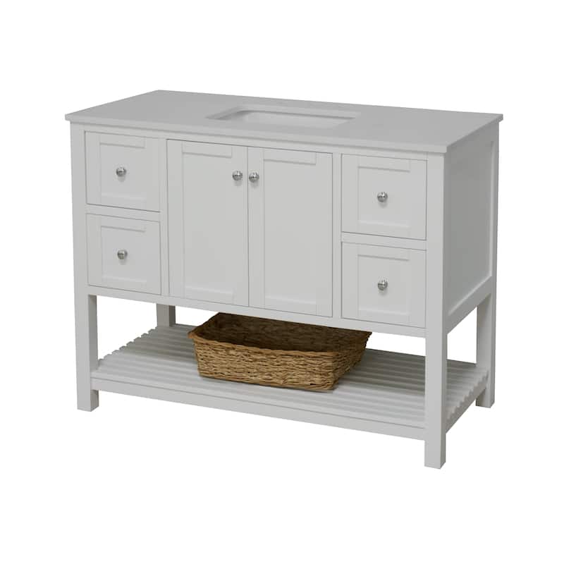 KitchenBathCollection Lakeshore 48" Bathroom Vanity with Engineered White Top