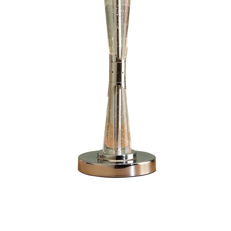 Terry Table Lamp with Bubble Infused Glass Tube, Chrome Metal 27 Inch