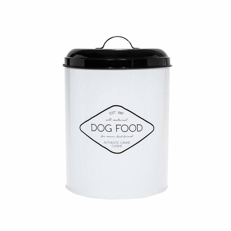 Amici Pet Buster Pet Treat Storage Canister Jar - 272 Oz - 272 Oz - White and Black