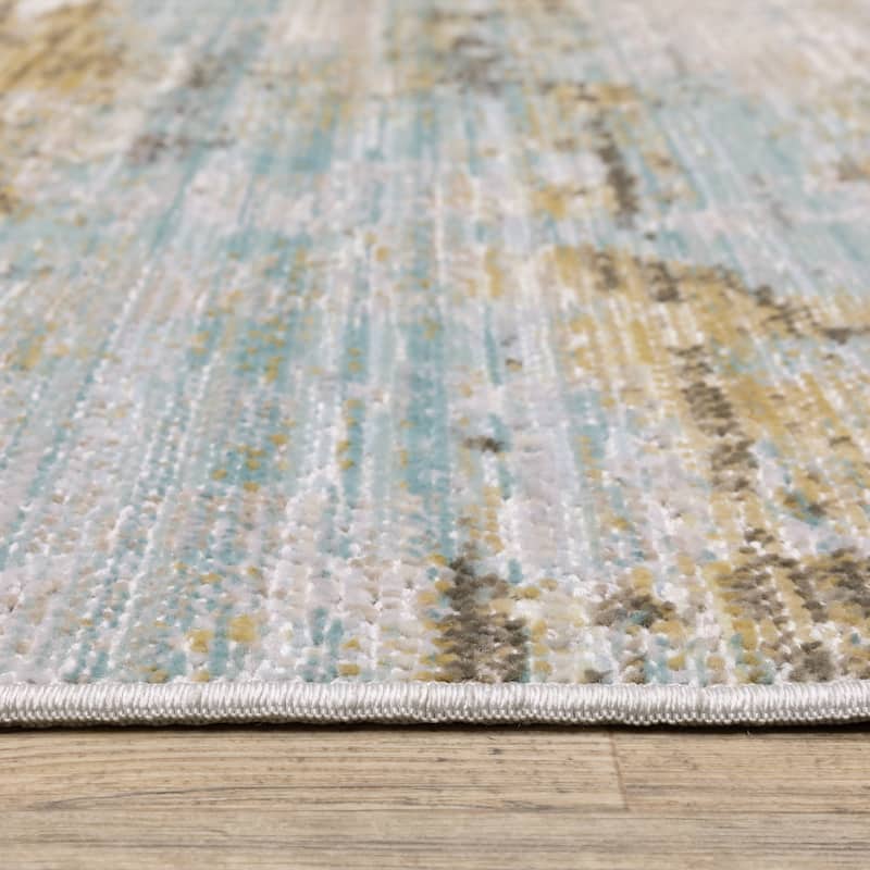 Calliope Textural Distressed Ombre Blue/ Beige Area Rug
