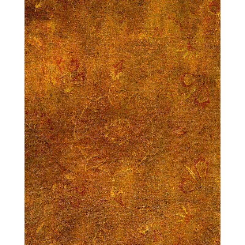 Overton Hand Knotted Wool Vintage Inspired Modern Contemporary Overdyed Brown Area Rug - 9' 2" x 12' 1"