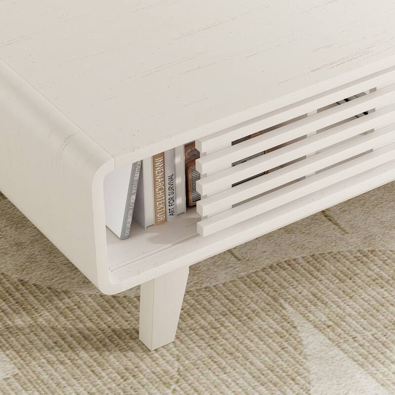 43.3" Mid-Century Farmhouse Wood Coffee Table with Storage