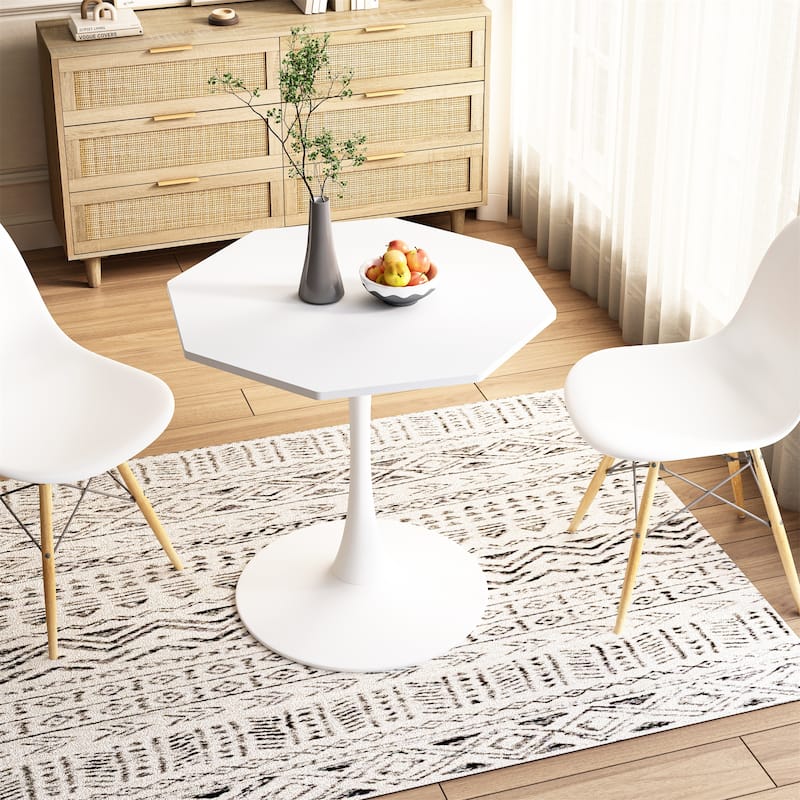 Modern Octagonal Coffee Table with MDF Top and Metal Base