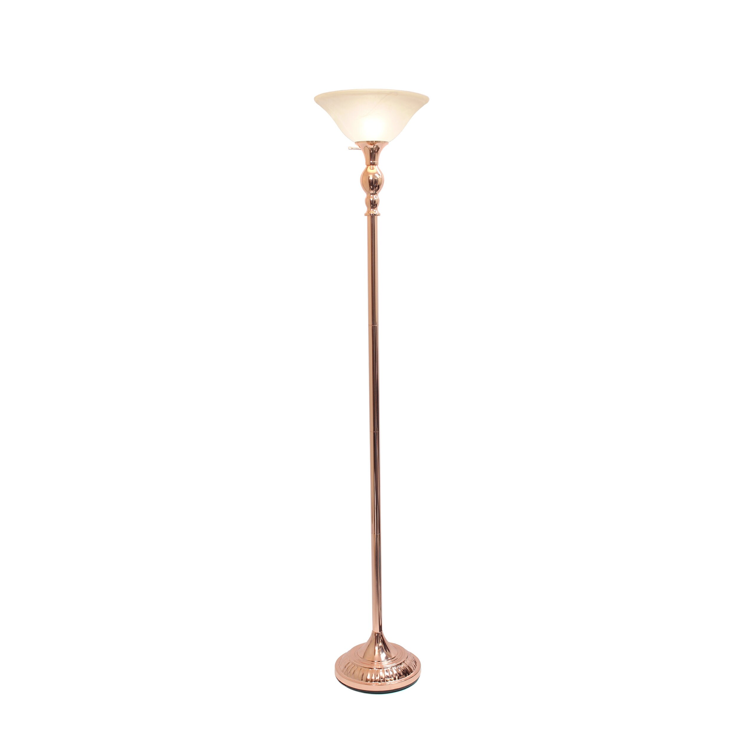 Elegant Designs 1 Light Torchiere Floor Lamp with Marbleized White Glass Shade L 13 x W 13 x H 71 Bed Bath Beyond 34687746