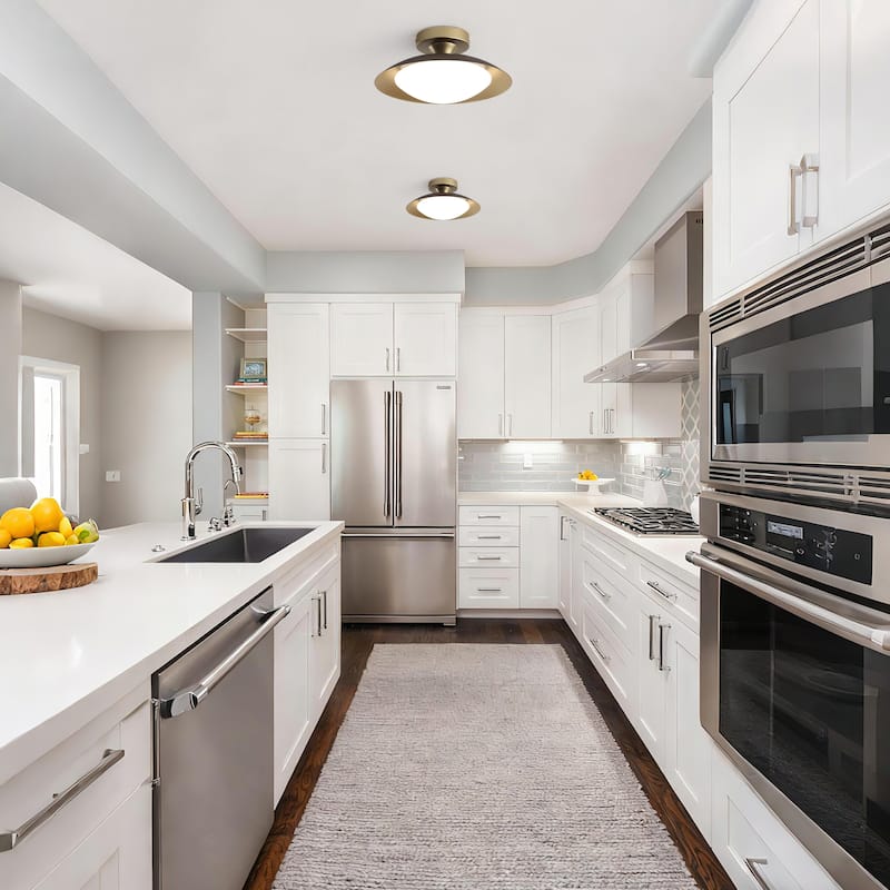 11.8-in W LED Compatible Mid-Century Modern Semi Flush Mount Ceiling Light