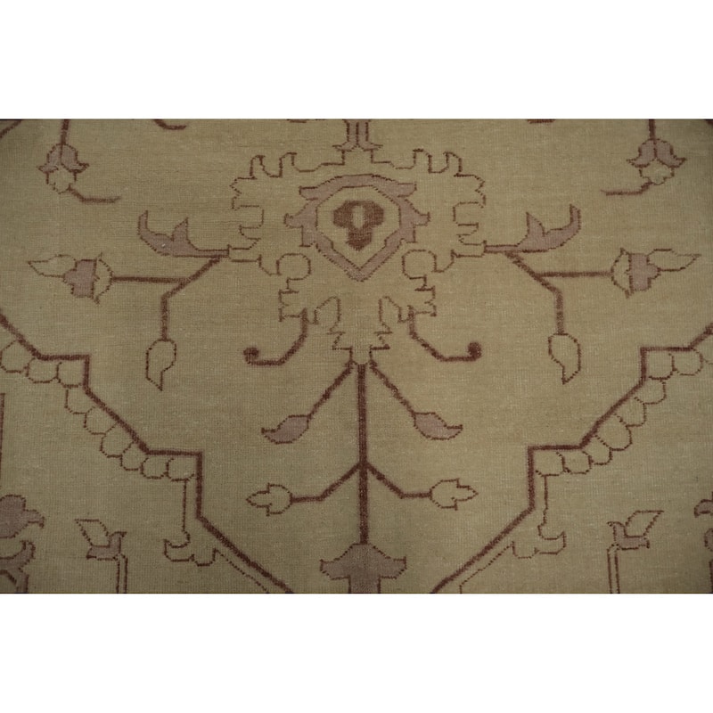 Hand Knotted Oriental 100% Wool Carpet Traditional Floral Beige & Ivories Peshawar Area Rug - 13' 9'' X 9' 9''