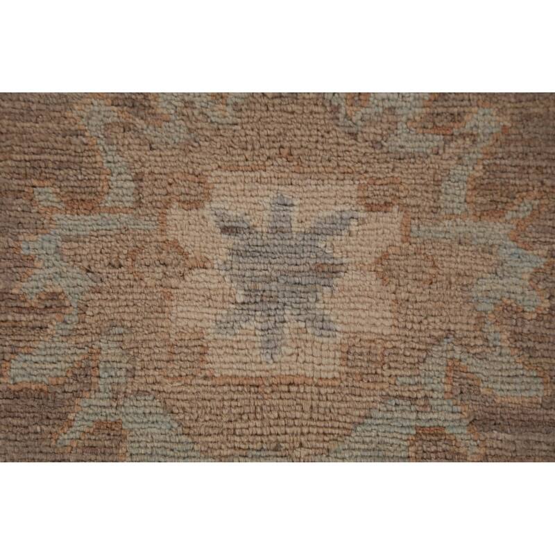 Hand Knotted Oriental 100% Wool Carpet Transitional All-Over Brown Oushak Area Rug - 11' 10'' X 9' 0''