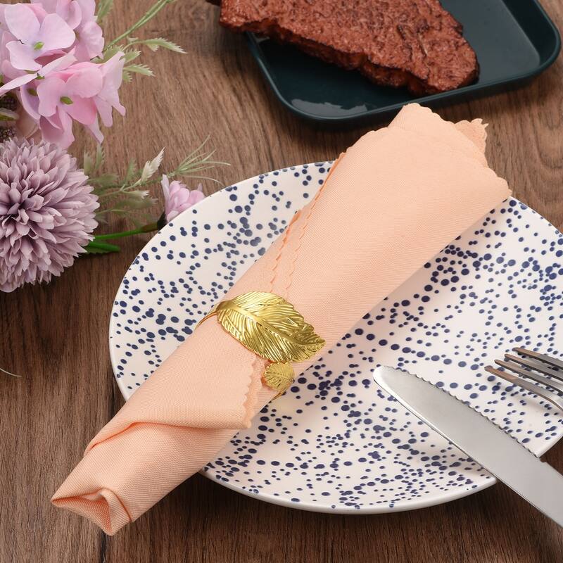 Napkin Rings, 4pcs 44mm Inner Diameter Alloy Leaf Napkin Buckles, Gold Tone