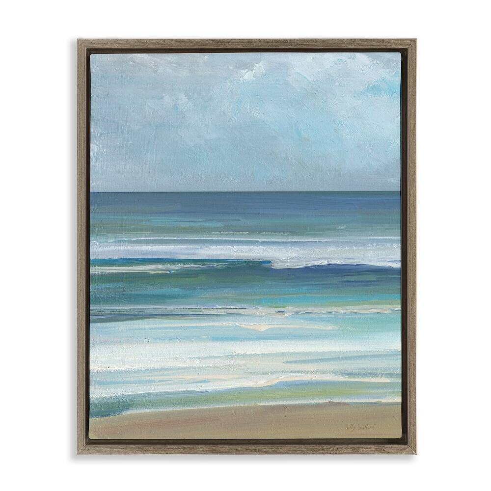 Stupell Calming Beach Wave Visage Framed Floater Canvas Wall Art Design By Sally Swatland