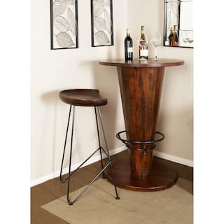 Brown Metal Bar Stool with Wood Seat