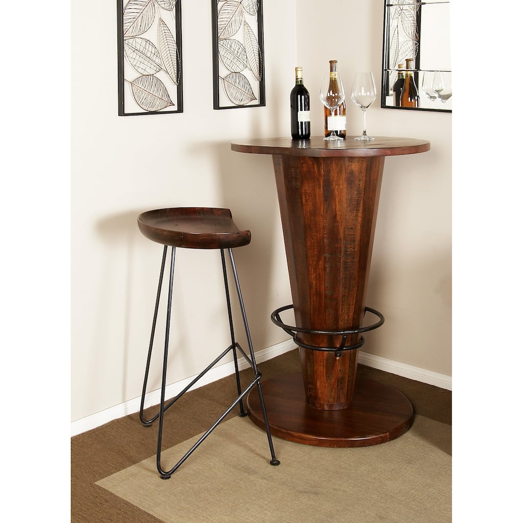 Brown Metal Bar Stool with Wood Seat