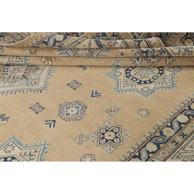Vegetable Dye Geometric Oriental Super Kazak Wool Area Rug Handmade - 8'5" x 11'6"