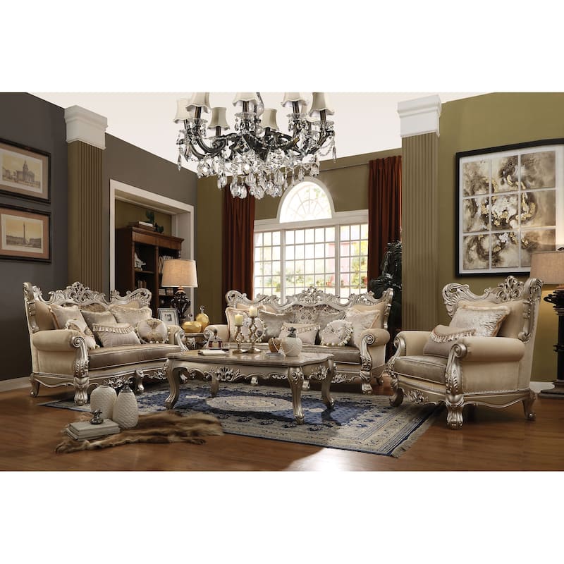 Jacks Beige and Champagne Sofa with 7-Pillow