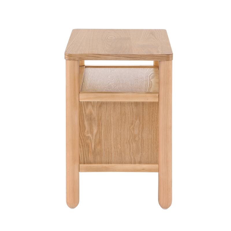 Christopher Knight Home - Modern Minimalist 23.62" Nightstand with Rounded Wood Legs & Open Storage Shelf, Multi-Functional Use